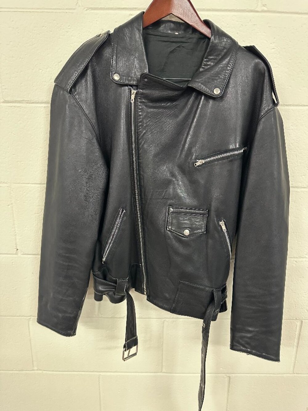 Curtidos Codina Black Leather Biker Jacket size XL